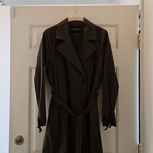 Forever 21+ Belted Trench Coat Sz OX Dark Olive Green  Pre-owned